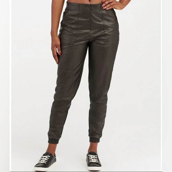 Vegan Leather Joggers - Picture 1 of 7